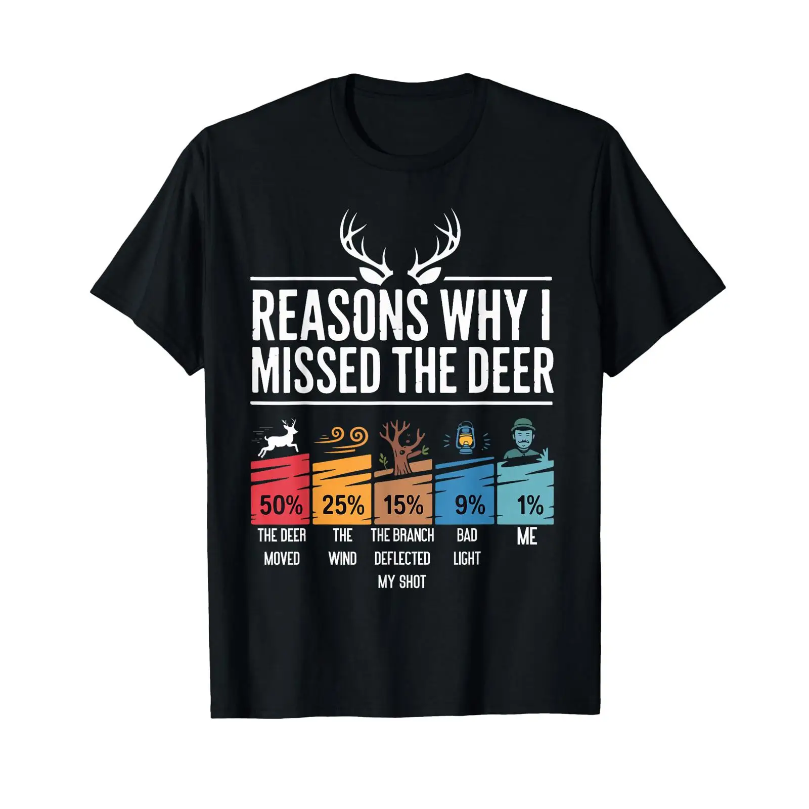 Outdoor Hunting Graphic Tees - เสื้อยืดลายตลกขบขันเกี่ยวกับการล่ากวาง สำหรับใส่ในชีวิตประจำวัน สไตล์วินเทจ ล้างสีแล้ว ใส่ได้หลากหลายโอกาส