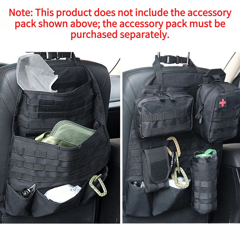 Outdoor Hunting Vehicle - กระเป๋าจัดเก็บหลังเบาะรถยนต์แบบยุทธวิธี MOLLE - แผงเก็บของในรถยนต์ผ้าอ๊อกซ์ฟอร์ดอเนกประสงค์สำหรับอุปกรณ์ตั้งแคมป์และล่าสัตว์กลางแจ้ง