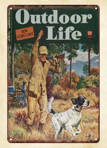 Outdoor Hunting Dogs - 1944 OUTDOOR LIFE นิตยสารภาพปกสุนัขล่าสัตว์ ป้ายโลหะ ป้ายติดผนังรูปหัวใจ