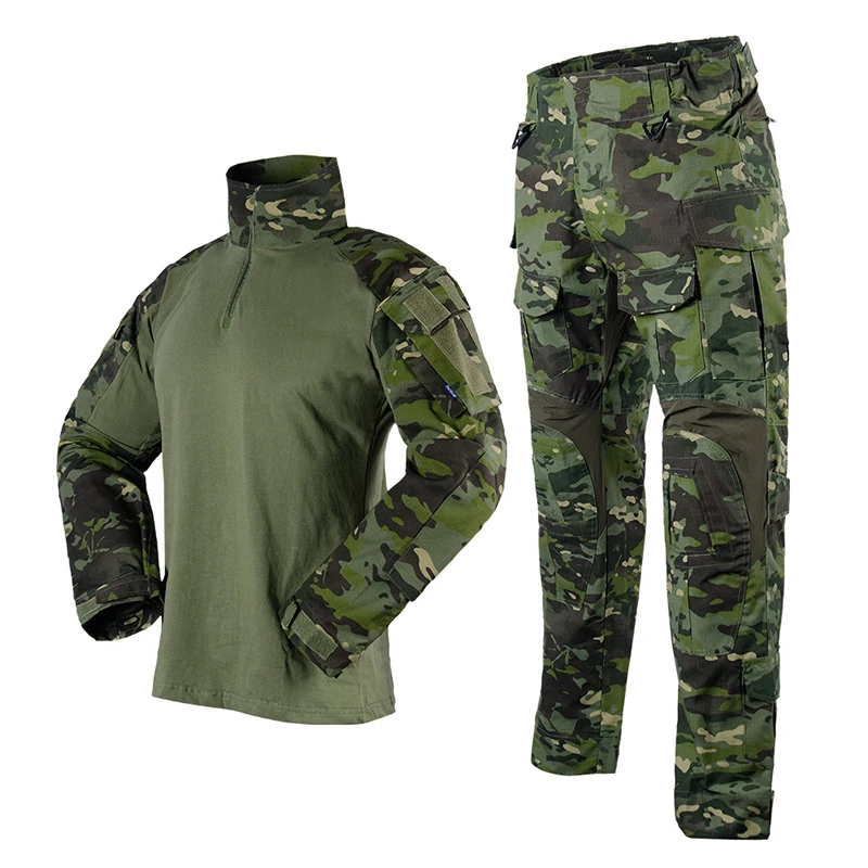 Outdoor Hunting Overalls - ชุดยุทธวิธีสำหรับการล่าสัตว์ของผู้ชาย, ชุดเดินป่ากลางแจ้ง, เสื้อยืดแขนยาวลายพราง, ชุดเอี๊ยมสองชิ้น