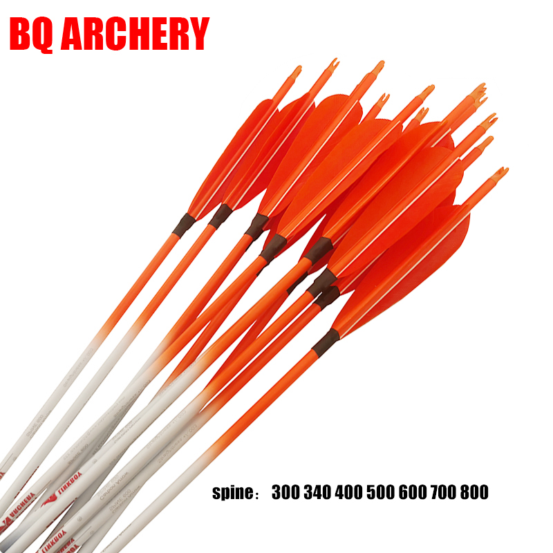 Arrow Carbon Shaft - ลูกธนูคาร์บอนสำหรับยิงธนู, ขนไก่งวง, หัวลูกธนูพลาสติก, อุปกรณ์ล่าสัตว์, Sp300, 28-30