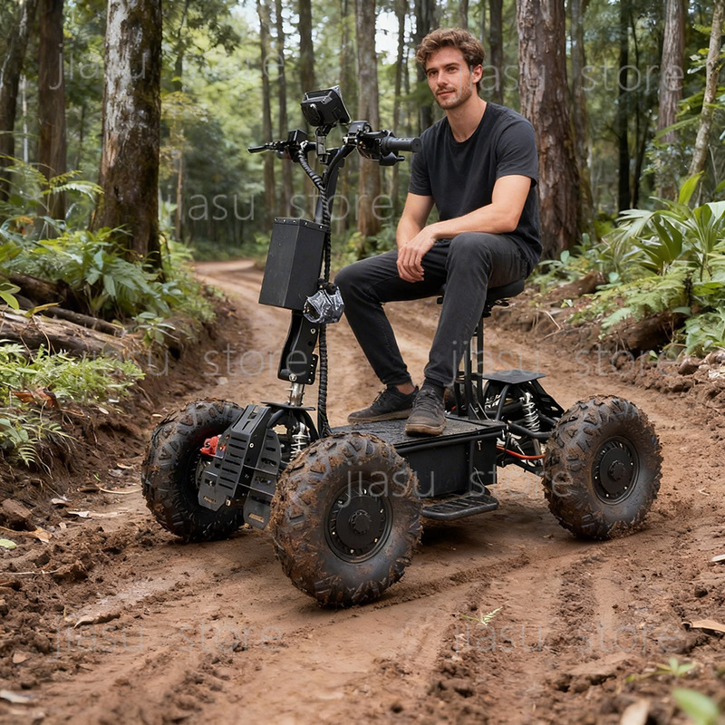 Outdoor Hunting Vehicle - สกู๊ตเตอร์ไฟฟ้าออฟโรด 60V ขับเคลื่อนสี่ล้อ ระบบขับเคลื่อนสองมอเตอร์ ยานยนต์ไฟฟ้าสำหรับการล่าสัตว์กลางแจ้ง ความเร็วสูง
