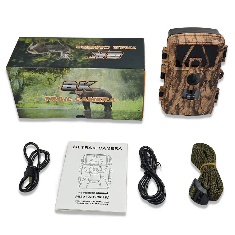 Outdoor Hunting Digital Night Vision - กล้องดิจิตอล PR801W WIFI 8K 60MP สำหรับติดตามสัตว์ป่า