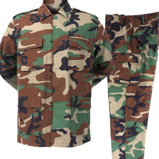 Hunting Outdoors - ชุดฝึกยุทธวิธีลายพราง BDU สำหรับผู้ชาย 2 ชิ้น ชุดทำงานกลางแจ้ง