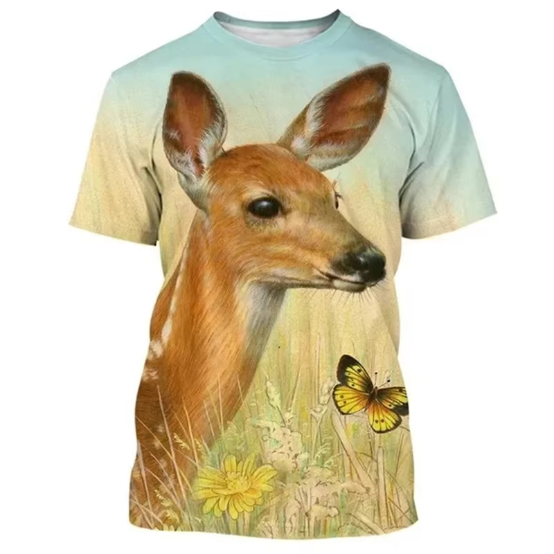 Deer 3D Printing T-shirt Funny - Outdoor Hunting Graphic Tees บทวิจารณ์และราคา