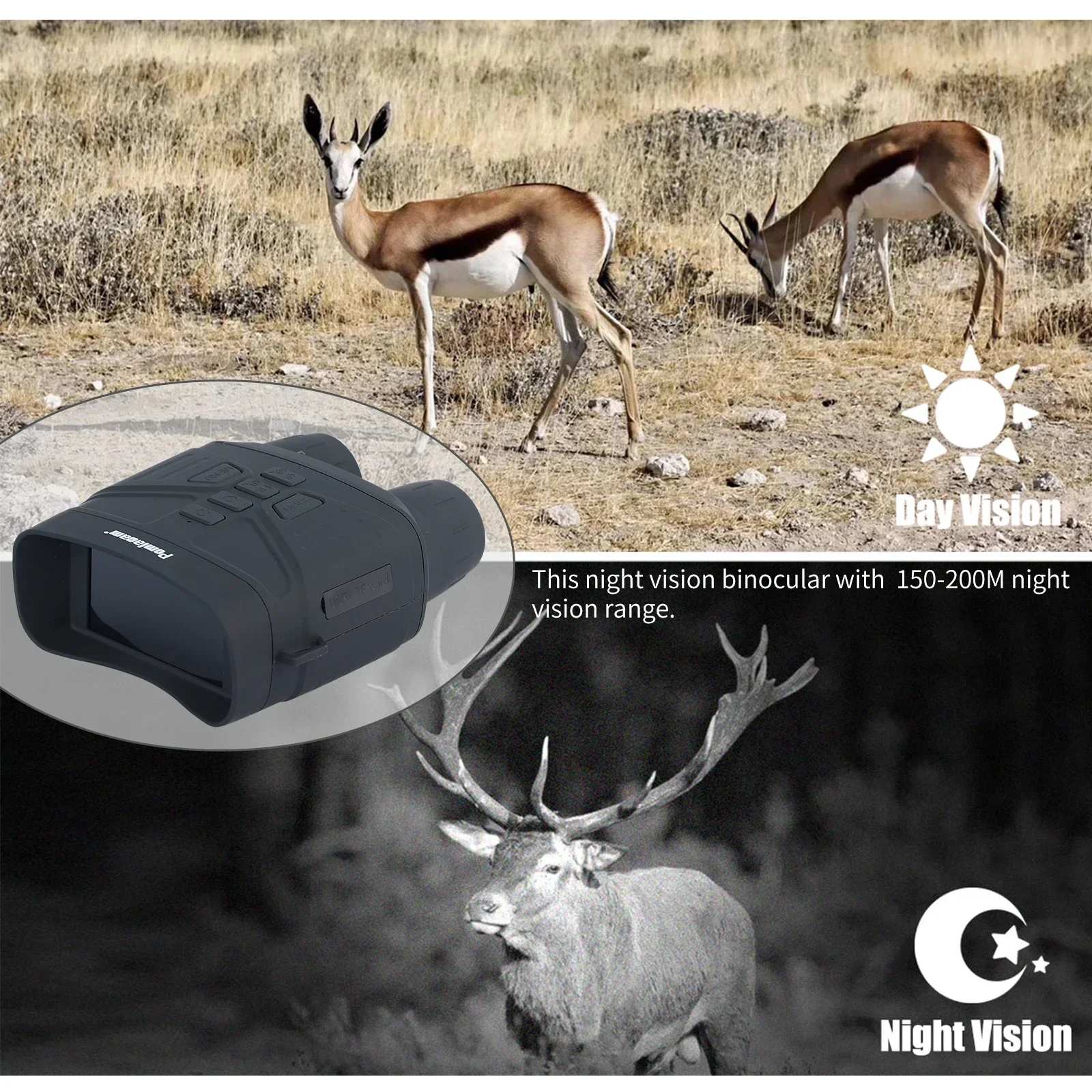 12 ล้านพิกเซลกล้องส่องทางไกลอิ - Outdoor Hunting Digital Night Vision บทวิจารณ์และราคา