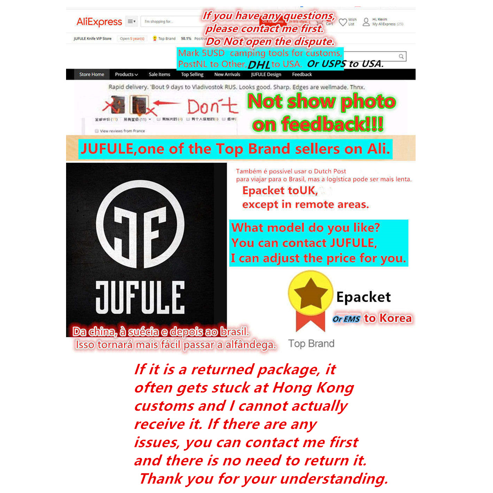 Jufule มีดพับได้535ใบมีดแบบพกพ - Best Hunting Outdoor Knife บทวิจารณ์และราคา
