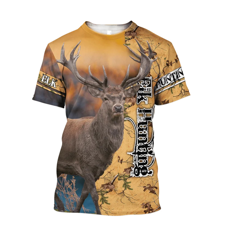 1 ชิ้นที่กําหนดเองภาพ Elk Tote - Outdoor Hunting Graphic Tees บทวิจารณ์และราคา