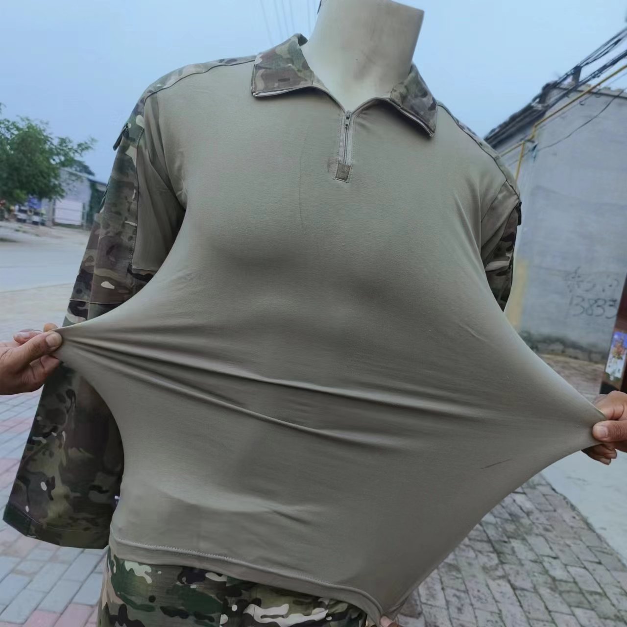 เสื้อเชิ้ตแขนยาวลายพรางคอซิปผ้ - Hunting Outdoor Apparel บทวิจารณ์และราคา